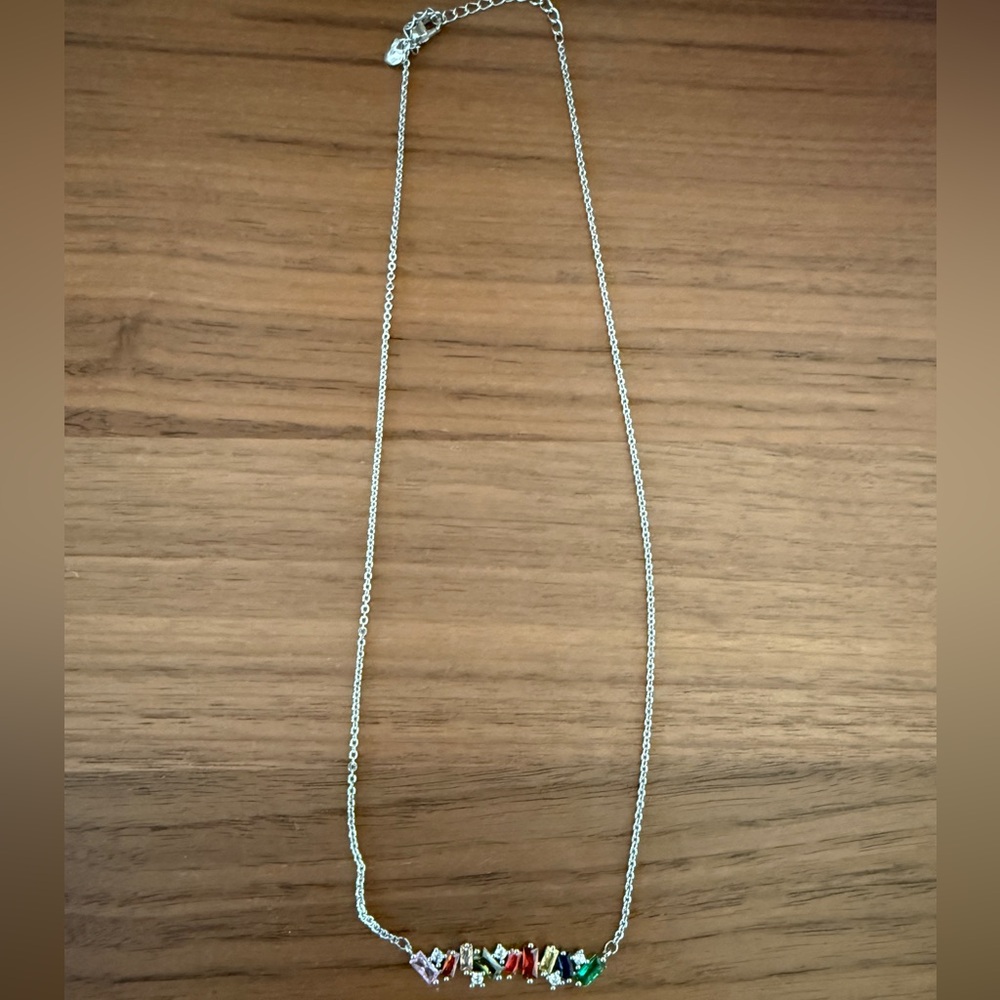 Multicolor Gemstone White Gold Plated Necklace